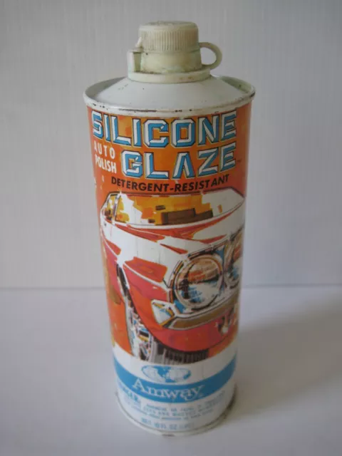 Vintage Amway Auto Car Polish Can Silicone Glaze 1973 Car, Prop 1/3 Full