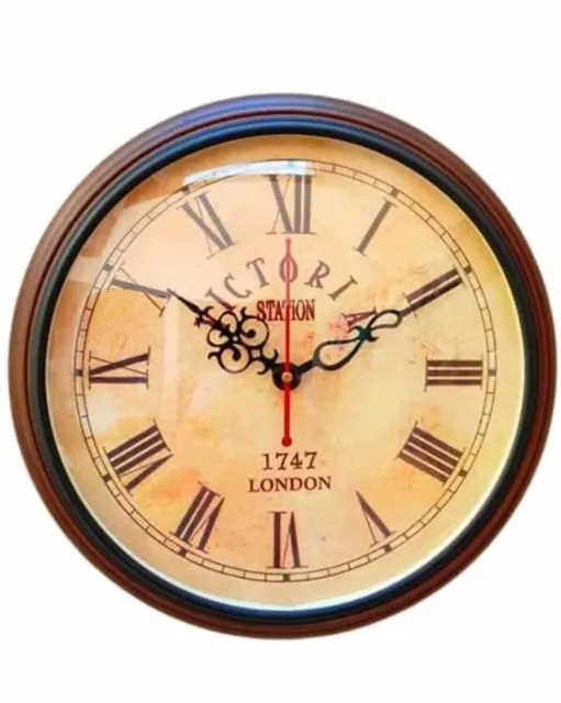 Reloj de pared de madera antiguo hecho a mano estilo vintage para...