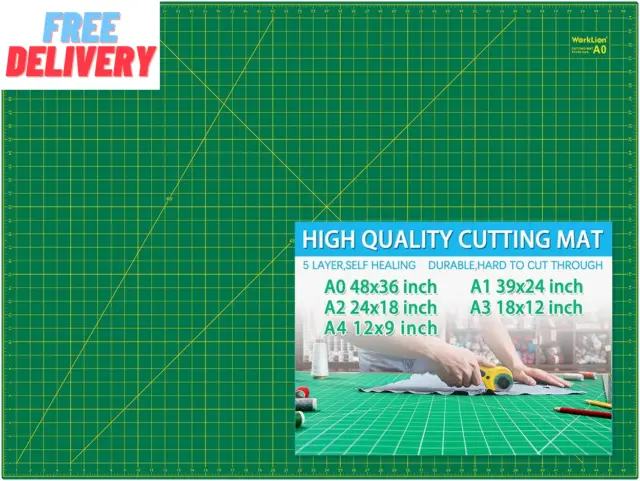 36" X 48" Self Healing Cutting Mat: Double Sided 5-Ply Non-Slip - Professional f