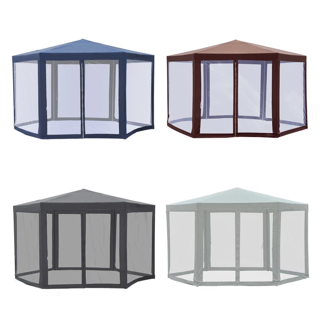 Gartenpavillon 3,9x3,9m Partyzelt Pavillon mit Moskitonetz 6-eckig