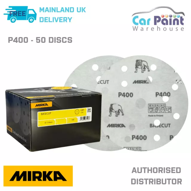 Mirka Basecut P400 Grit 150mm DA H&L Sanding Discs 50pk 6" Paper Abrasive Grit