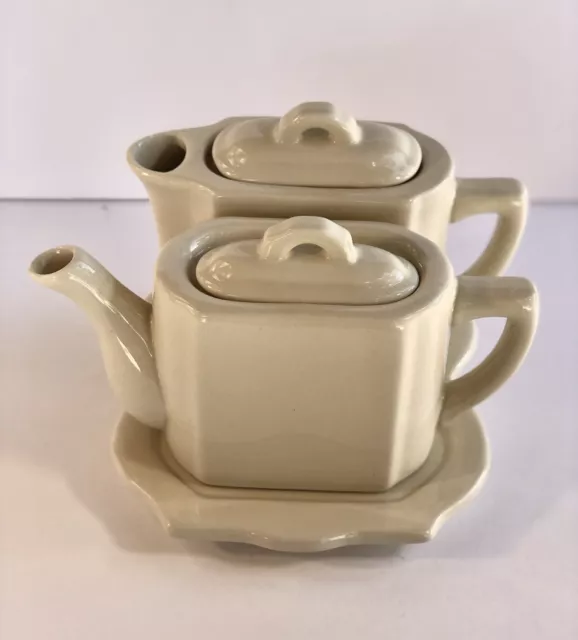 Restoration Hardware French Inspired Tea for Two 3 Pc Set Teapots And Tray