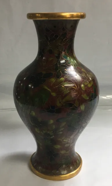 Chinese Ornate Cloisonne Flower Pattern Small Vase 6.25" 3