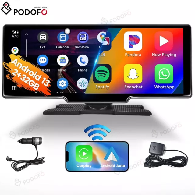 Octa Core Android 13 2+32GB 10.26" Portable Car Stereo Radio Apple Carplay GPS