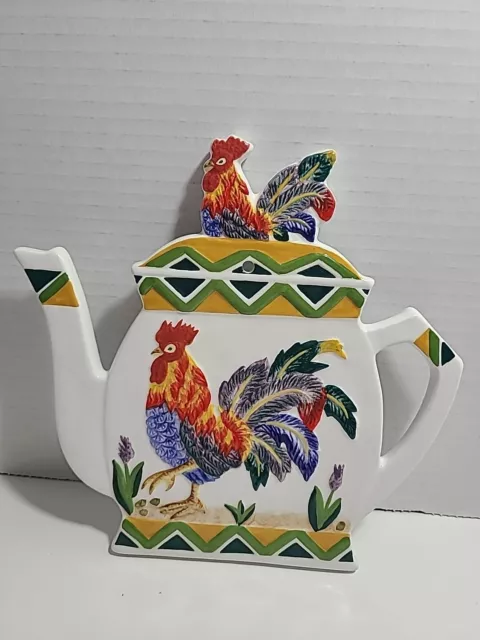 Trivet Reverse For Wall Plaque Rooster Fine Ceramicware Hand Painted 8"x8"