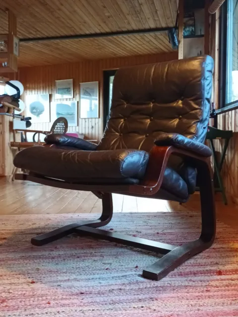 Relaxsessel Vintage Leder Easy Chair 60er Westnofa Ära Sessel Danish 60s 55b