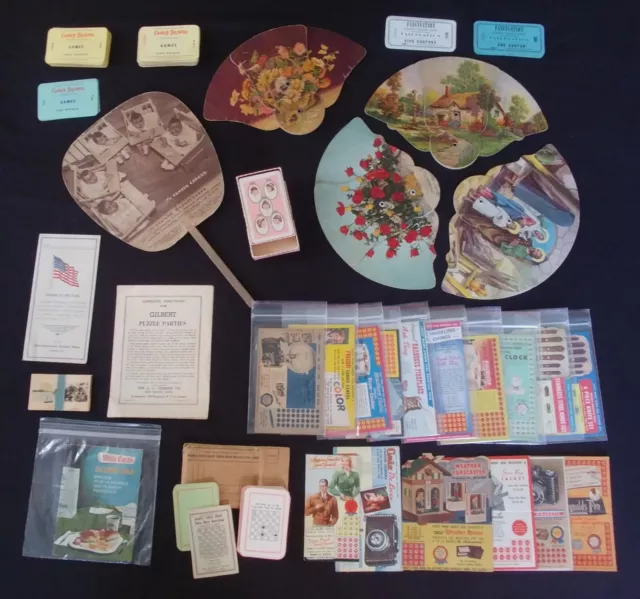 Collectors Estate Lot 38 -  28 Vintage Advertisement Fans Cards Punch Games