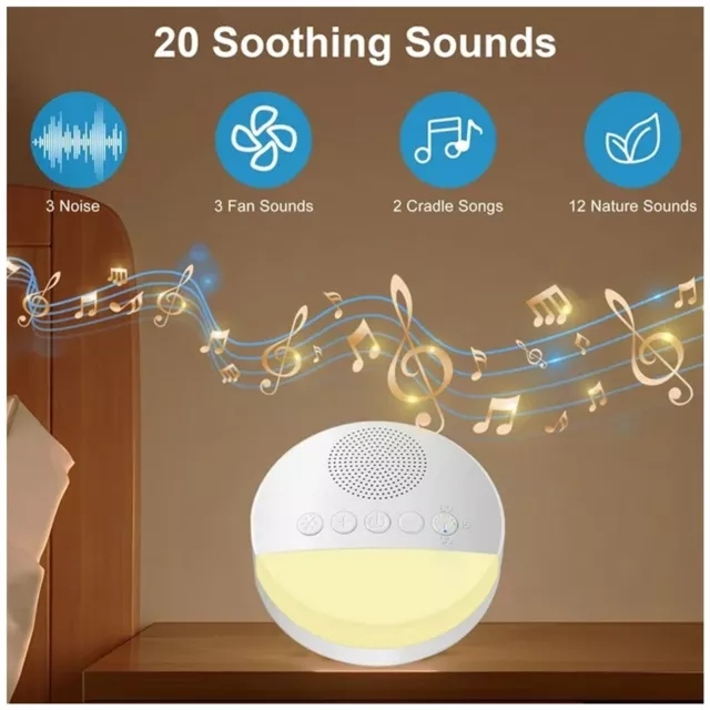 White Noise Machine Night Light Sleep Therapy Relax Baby Nature Sound Player UK 3