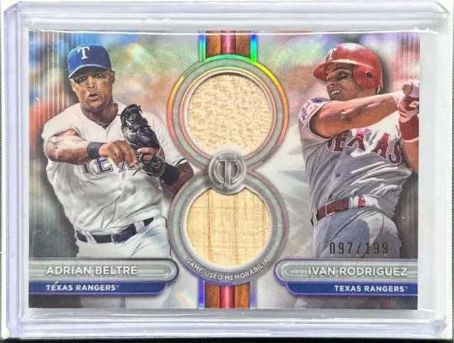 2024 Topps Tribute Adrian Beltre Ivan Rodriguez Dual Game Used Bat Relic #97/199