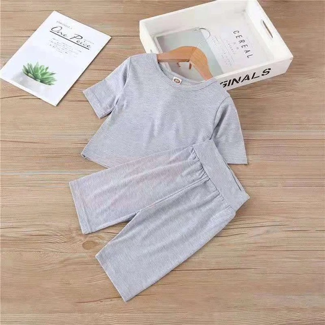Estate Modale Lungo Johns per Bambini e Set Pigiama Abiti Casa Abbigliamento 8