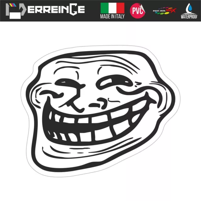 GRITKULTURE Troll Face Meme Funny Decal Vinyl Sticker for Cars, Trucks,  Windows, and Laptops Trollface