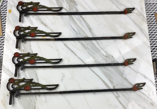 4 Antique Swing Arm Curtain Rods - Art Deco Decorative
