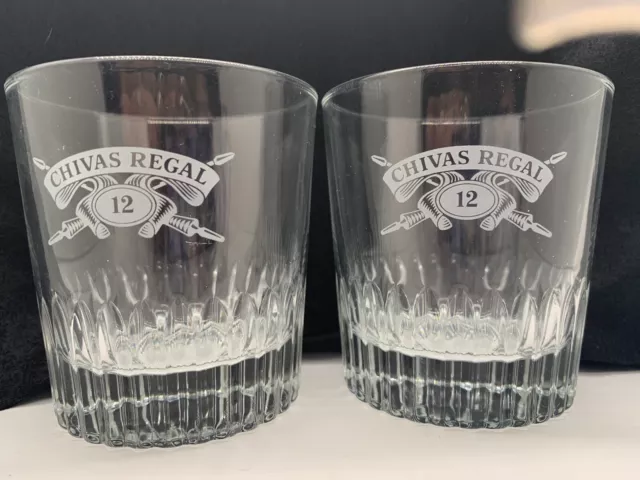 Chivas Regal Whiskey Rocks Glasses Etched Mint