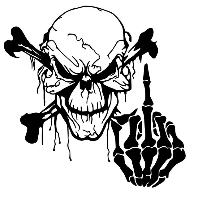 Skeleton Middle Finger Decal