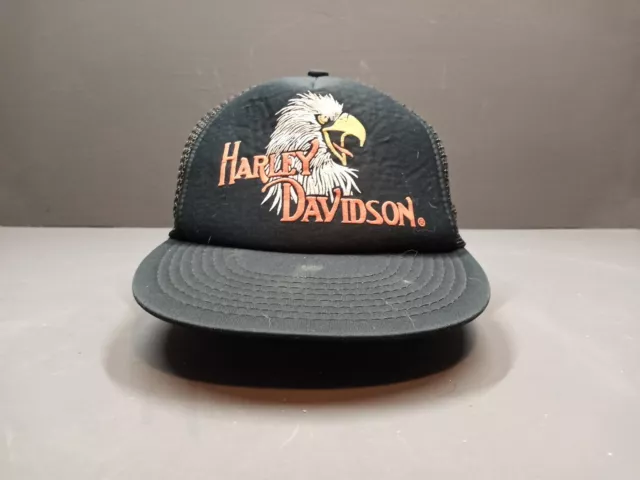 Vintage Harley-Davidson Screamin Eagle 70s 80s Snapback Trucker Hat Mens Black