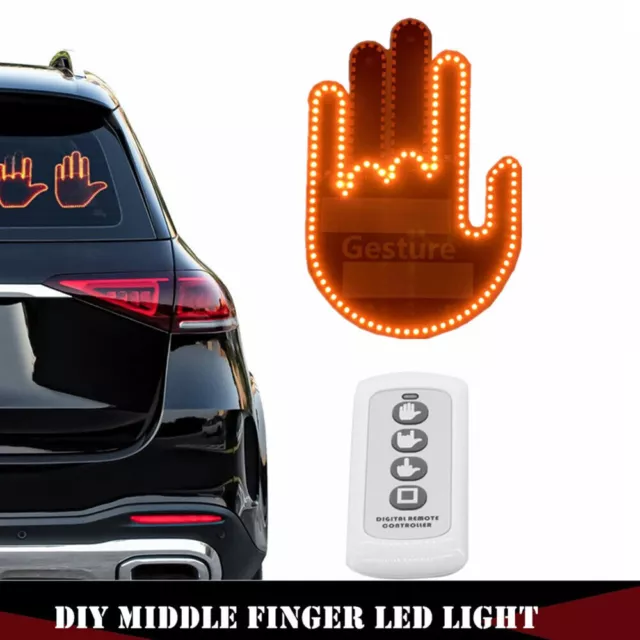 DIY Medio Finger LED Luce Auto Accessori LED Segno Luce con Telecomando