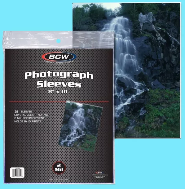 25 BCW 8x10" SOFT PHOTOGRAPH SLEEVES 2 MIL Clear Poly Print Document Page Photo