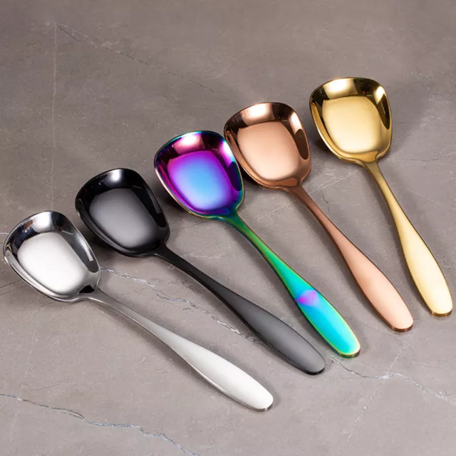 Buffet Spoon Shiny Easy to Wash Long Handle Soup Spoons Heavy Duty