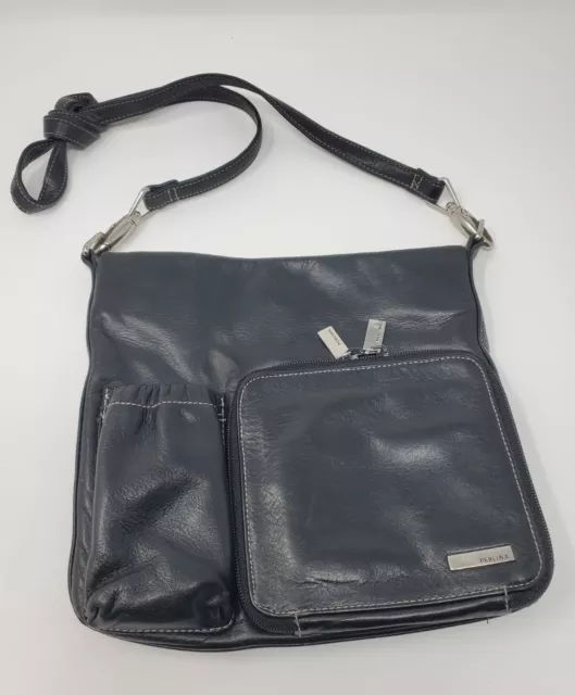 Perlina New York Small Black Leather Crossbody Bag