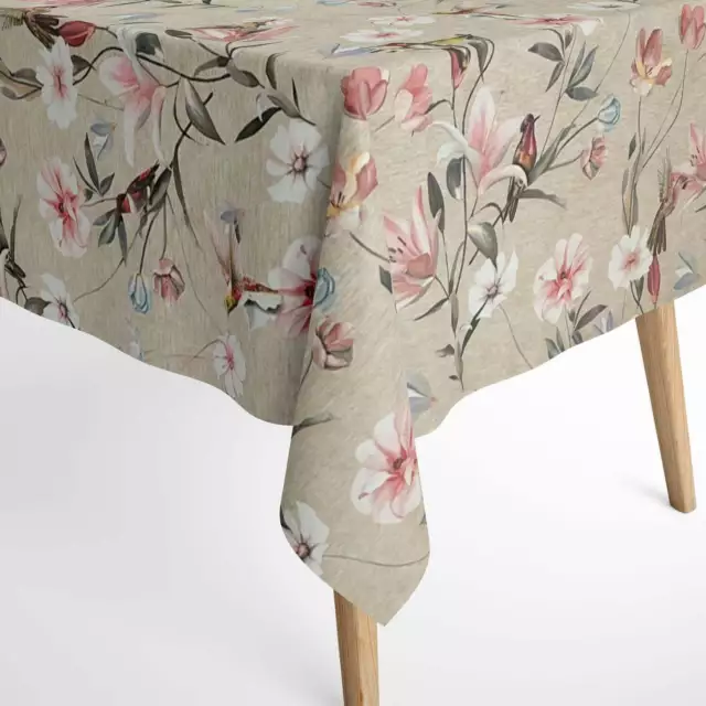 Jacquard Tischdecke beschichtete Baumwolle ANNA LINUM Colibri Blüten