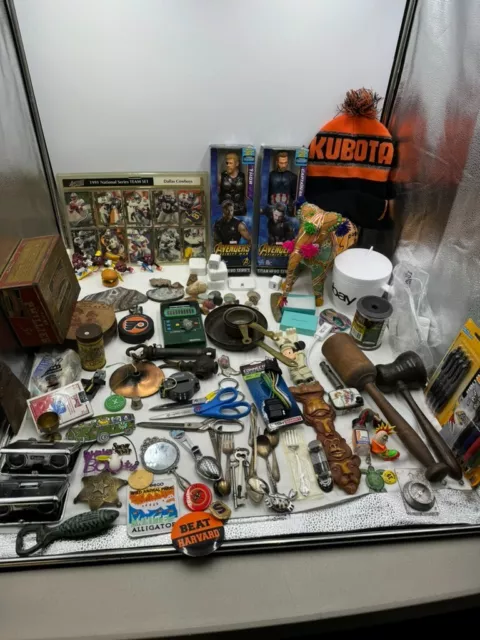 Vintage Junk Drawer Lot Collectables Antiques Disney Action Figures