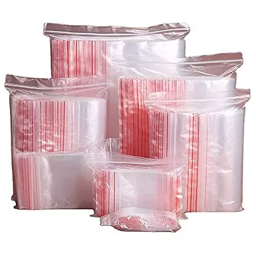 500 Pcs Multi Size Ziplock Resealable Clear Plastic Food Storage Bags, Reusable