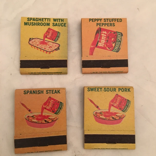 Vintage Hunts tomato sauce w/recipe Matchbooks.. lot of  4.