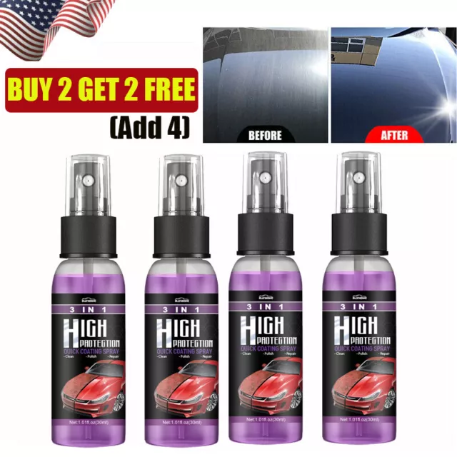 3 in 1 High Protection Quick Car Coat Ceramic Coating Spray Hydrophobic  30ML US