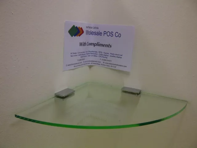 Glass "Look" Perspex® Acrylic Corner Safety Shelf 12" With Chrome Fix Brackets