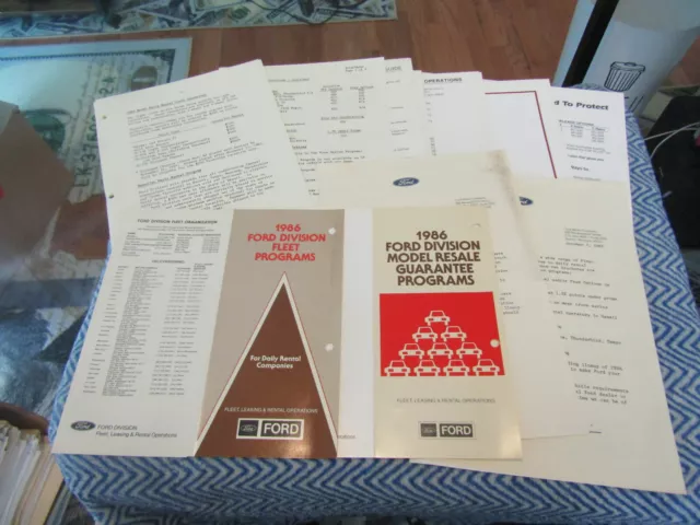 1986 Ford Mustang Thunderbird Bronco F-Series Fleet Programs Dealer Album Packet