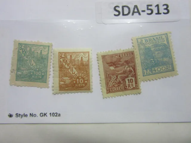 Lot of 4 stamps from Brazil Around 1941 Uncancelled or Lightly Cancelled