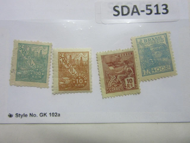 Lot of 4 stamps from Brazil Around 1941 Uncancelled or Lightly Cancelled