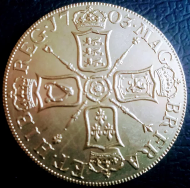 Retro Queen Anne 1703 VIGO Five Guineas. Souvenir Gap Filler. Same size as... Retro Queen Anne 1703 VIGO Five Guineas. Souvenir Gap Filler. Same size as...