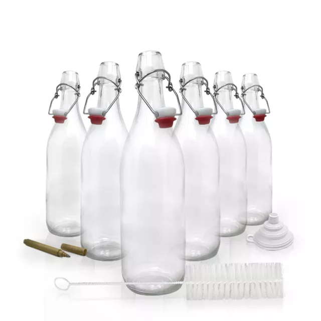 Nevlers 17 Oz. Airtight Glass Swing Top Bottles + Accessories (Pack of 6)