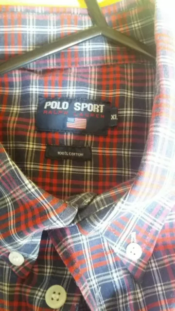 Polo sport Ralph Lauren rouge/bleu/blanc à carreaux XL
