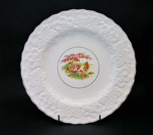 Vintage Alfred Meakin China Display Embossed Plate Scenic River Boat 22cm c1940s