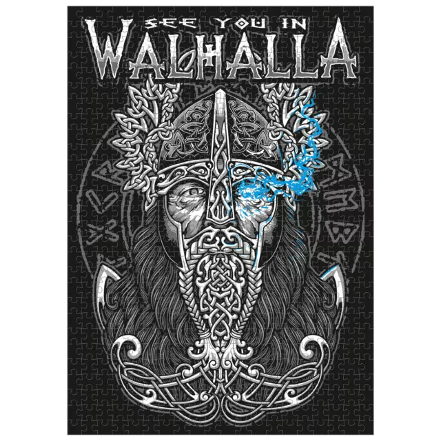 Puzzle 1000 Teile mit Poster see you in Walhalla 50 x 70 cm Wikinger odin raben