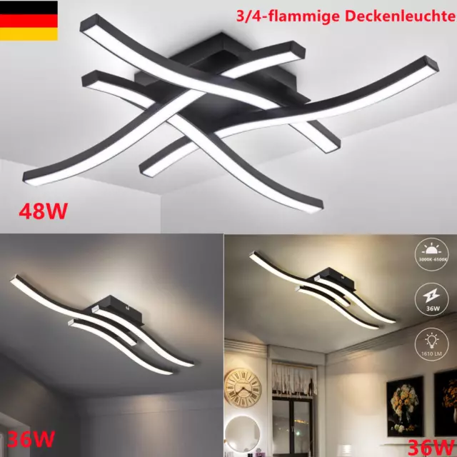 LED Design Deckenleuchte Wohnzimmer Dimmbar Modern Deckenlampe Aluoptik 48W Lamp