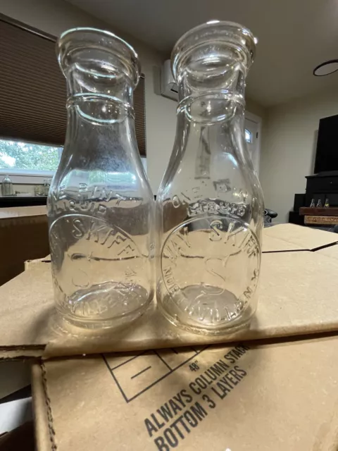 2 TREHP MILK Bottles Jay Skiff Dairy Farm Northville NEW YORK FULTON ...