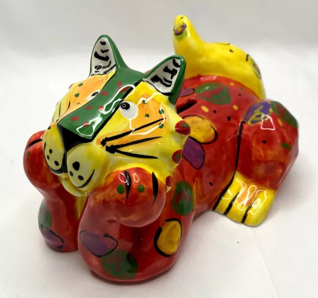 Ganz Ceramic Cat Bank Coin Bank Dottie Dracos Whimsical Colorful