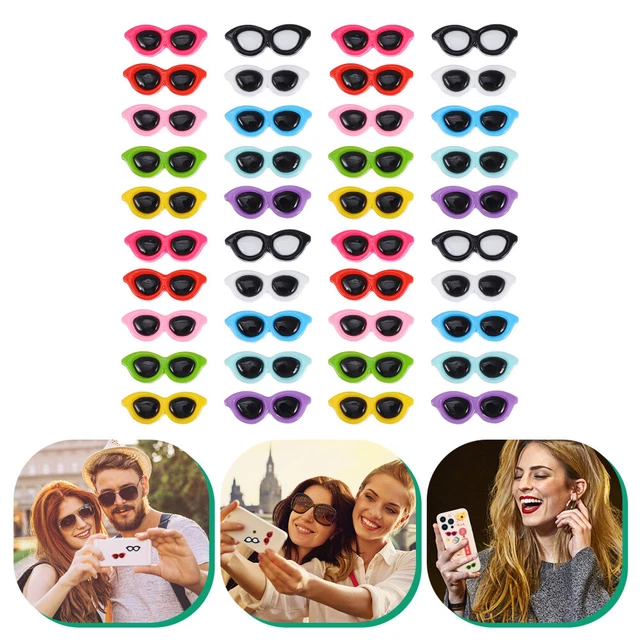 40 piezas Gafas de sol horquilla plástico mini espalda plana dije álbum de recortes Fltaback