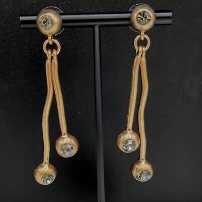 Oscar De La Renta Crystal Gold Drop Earrings