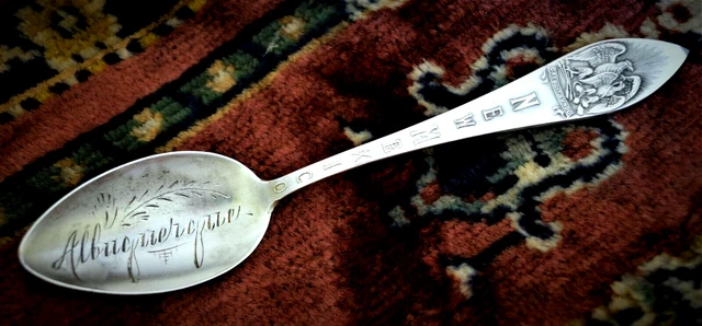 Albuquerque New Mexico Sterling Silver Souvenir Spoon NM Eagle 5.5"L Vintage