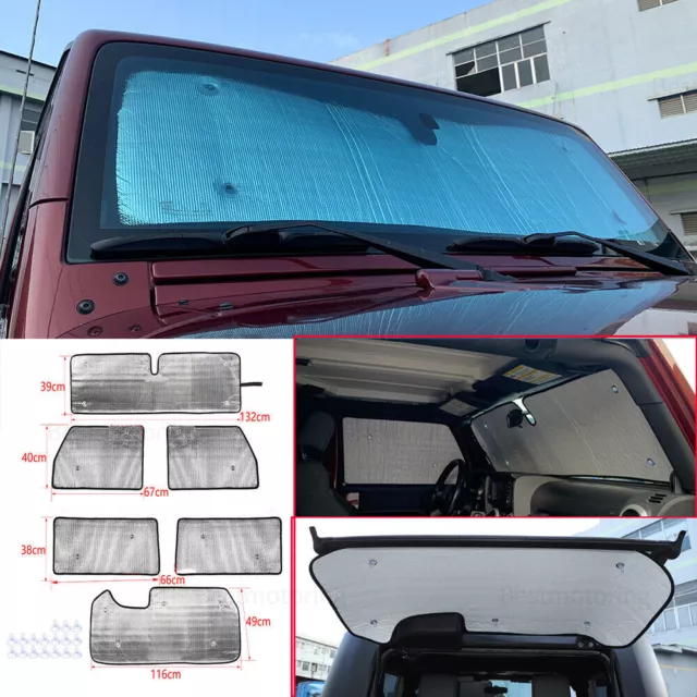 For Jeep Wrangler JK 2007-17Car Window Sunshade Visors Full Set UV Block Cover×6