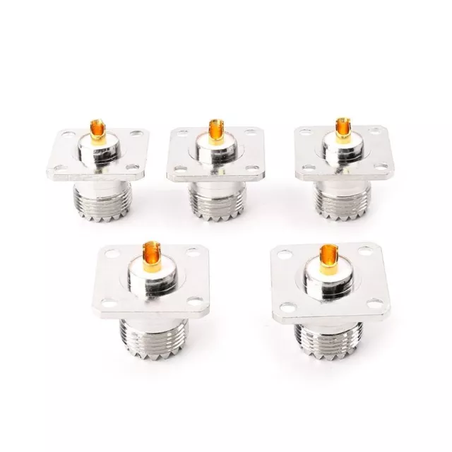 5pcs UHF SO239 Female Flange Panel Chassis Deck Mount Adapter Connector Straight