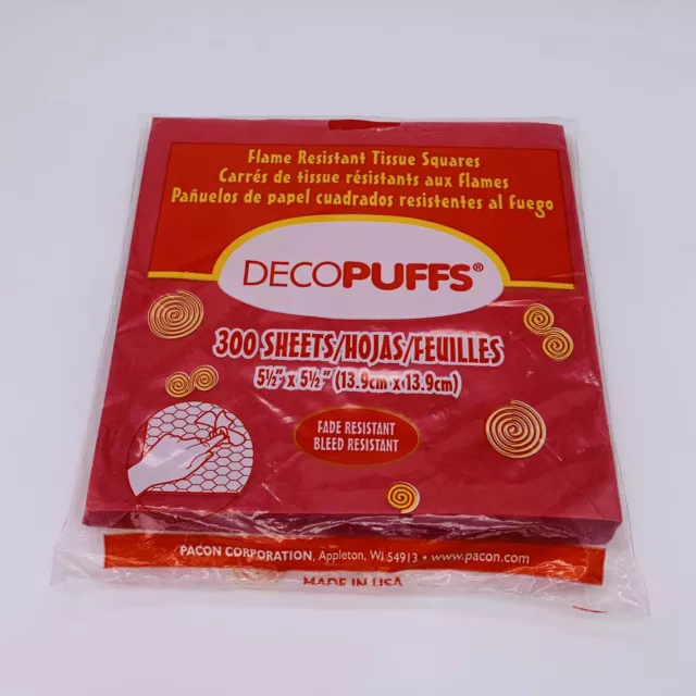 DecoPuffs Scarlet Tissue Paper Squares 300 Sheets 5.5" x 5.5" - Brand New Sealed