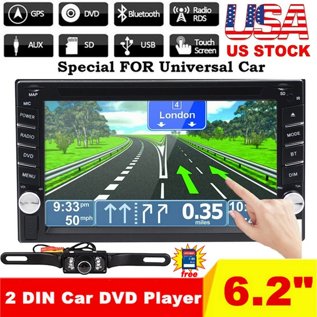 Car DVD CD Player Double 2 Din Stereo Radio Bluetooth 6.2 inch GPS Navi Camera