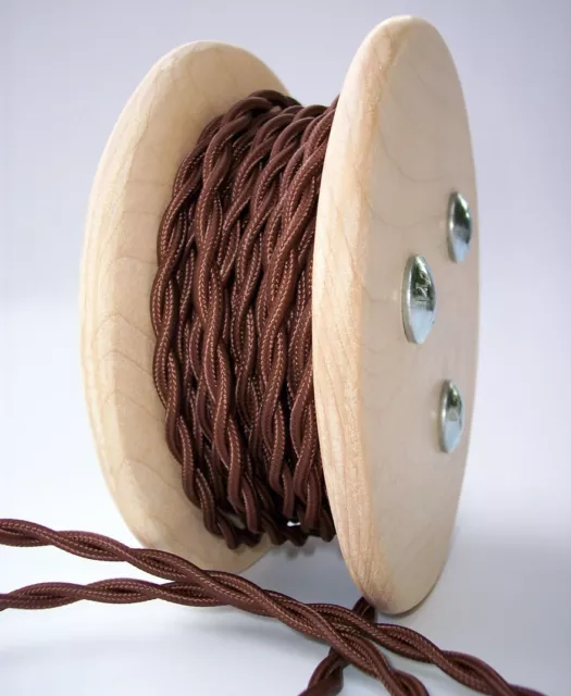 Dark Brown Rayon 25ft Cloth Covered Twisted Wire - Lamp Cord - Fan  Pendant