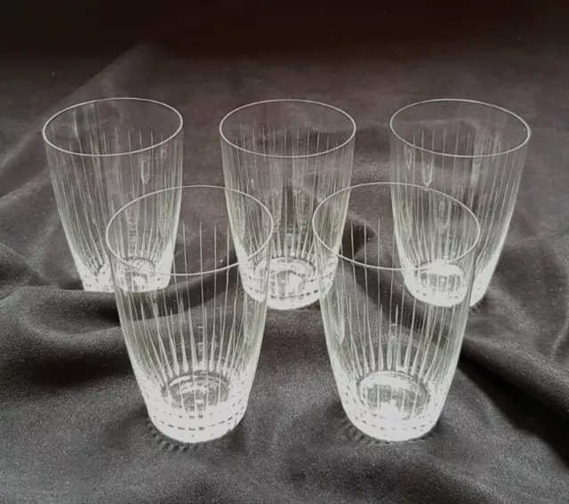 5 alte zarte Wassergläser Streifendekor 50er/60er Jahre * Glas Vintage Retro