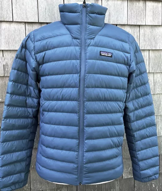 NWT Patagonia Mens Down Sweater Jacket Full Zipper Wavy Blue SZ Large MSRP $279